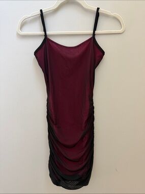 Like New Girls Katie J NYC Sheer Black Ruched Slip Dress With Pink Lining Sz L
